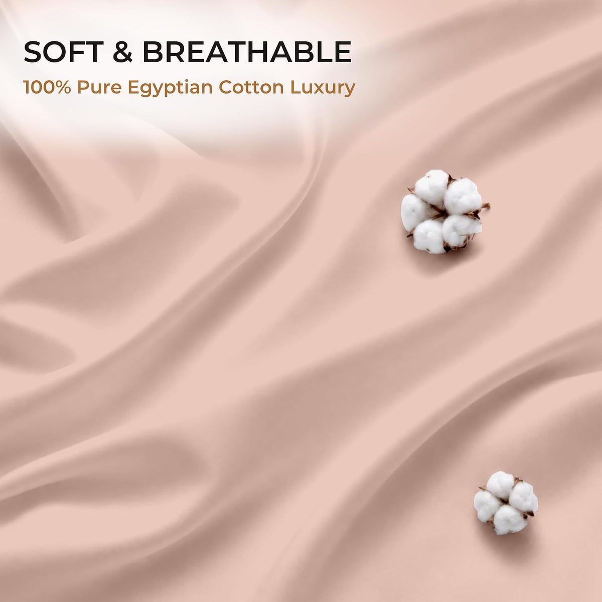 4 Pc Custom Sheet Set – 600 Thread Count 100% Egyptian Cotton – Premium Luxury Bedding, Soft Cooling Sateen Weave, Deep Pocket – Customizable Bed Sheet Set (Desired Dimensions) – Peach