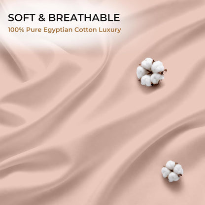 4 Pc Custom Sheet Set – 600 Thread Count 100% Egyptian Cotton – Premium Luxury Bedding, Soft Cooling Sateen Weave, Deep Pocket – Customizable Bed Sheet Set (Desired Dimensions) – Peach