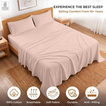 4 Pc Custom Sheet Set – 600 Thread Count 100% Egyptian Cotton – Premium Luxury Bedding, Soft Cooling Sateen Weave, Deep Pocket – Customizable Bed Sheet Set (Desired Dimensions) – Peach