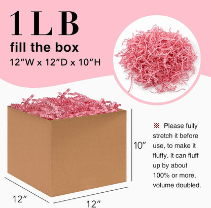 1LB Crinkle Paper Shred Filler for Gift Box On Mother's Day(Pink)