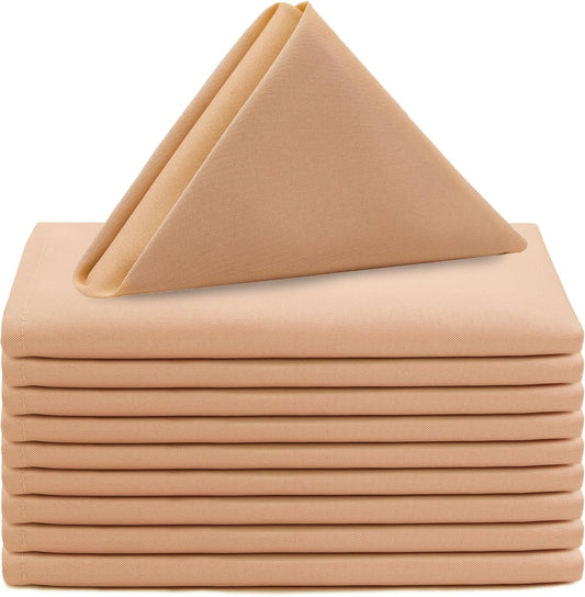 10 Pack 20 Inch Peach Cloth Polyester Napkins – Washable Dinner Fabric Napkins with Hemmed Edges for Weddings, Restaurants & Special Events