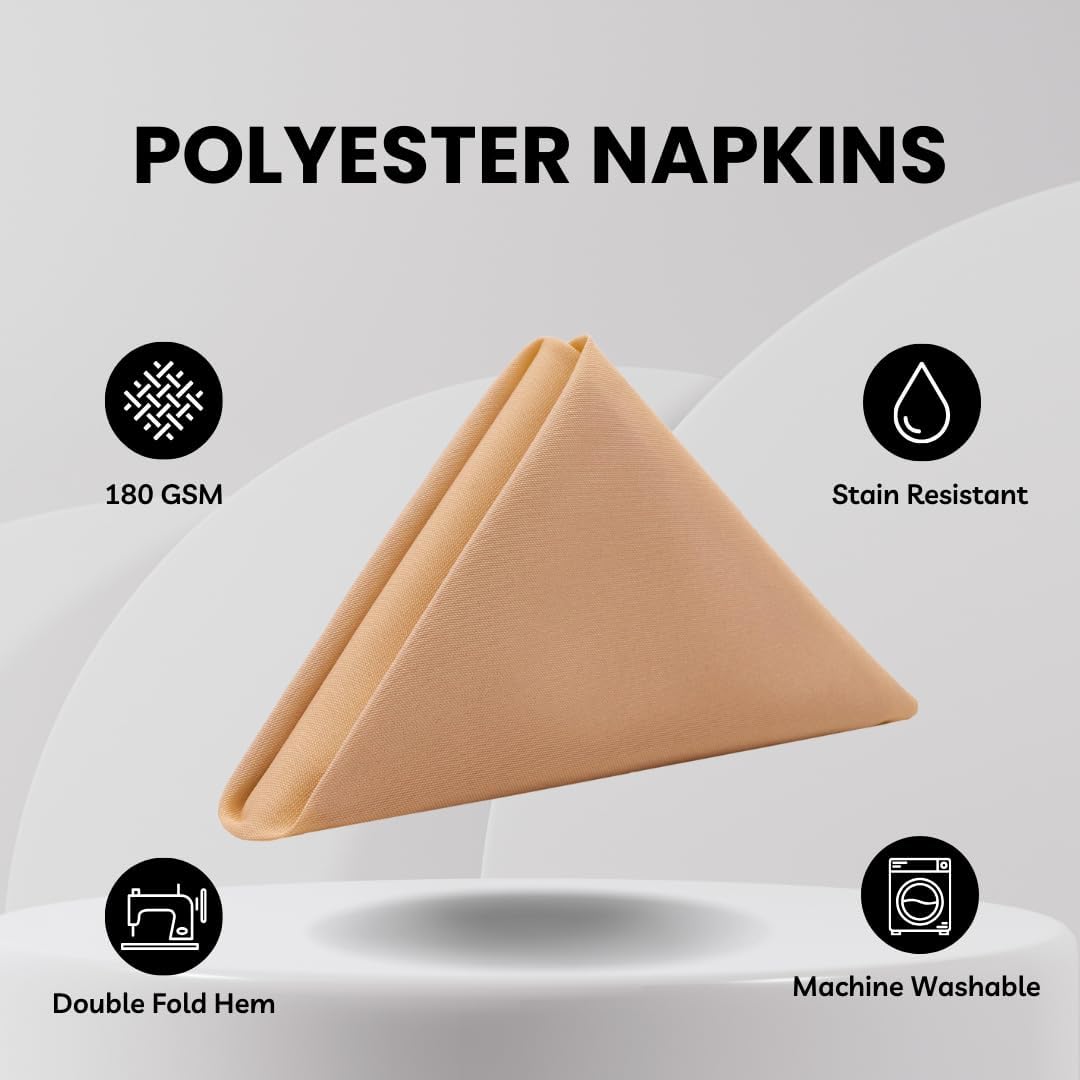 10 Pack 20 Inch Peach Cloth Polyester Napkins – Washable Dinner Fabric Napkins with Hemmed Edges for Weddings, Restaurants & Special Events