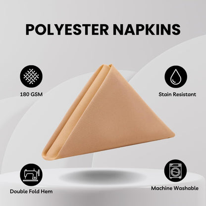 10 Pack 20 Inch Peach Cloth Polyester Napkins – Washable Dinner Fabric Napkins with Hemmed Edges for Weddings, Restaurants & Special Events