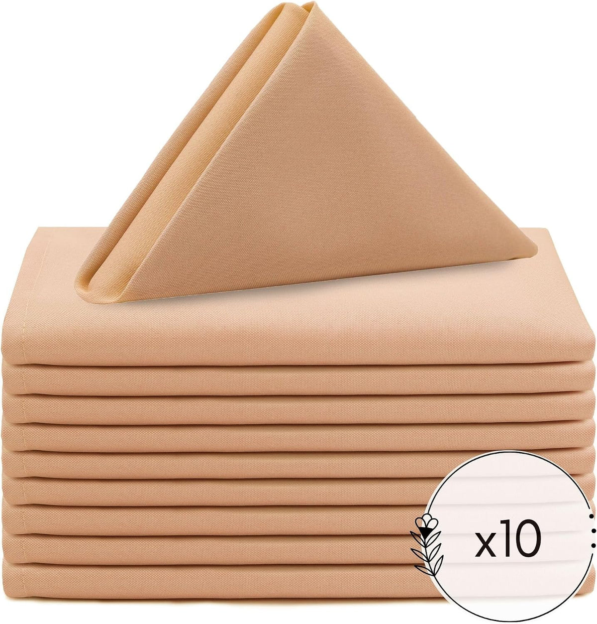 10 Pack 20 Inch Peach Cloth Polyester Napkins – Washable Dinner Fabric Napkins with Hemmed Edges for Weddings, Restaurants & Special Events