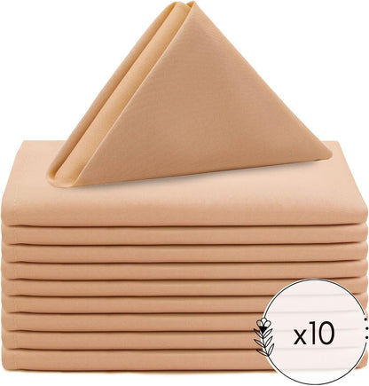10 Pack 20 Inch Peach Cloth Polyester Napkins – Washable Dinner Fabric Napkins with Hemmed Edges for Weddings, Restaurants & Special Events