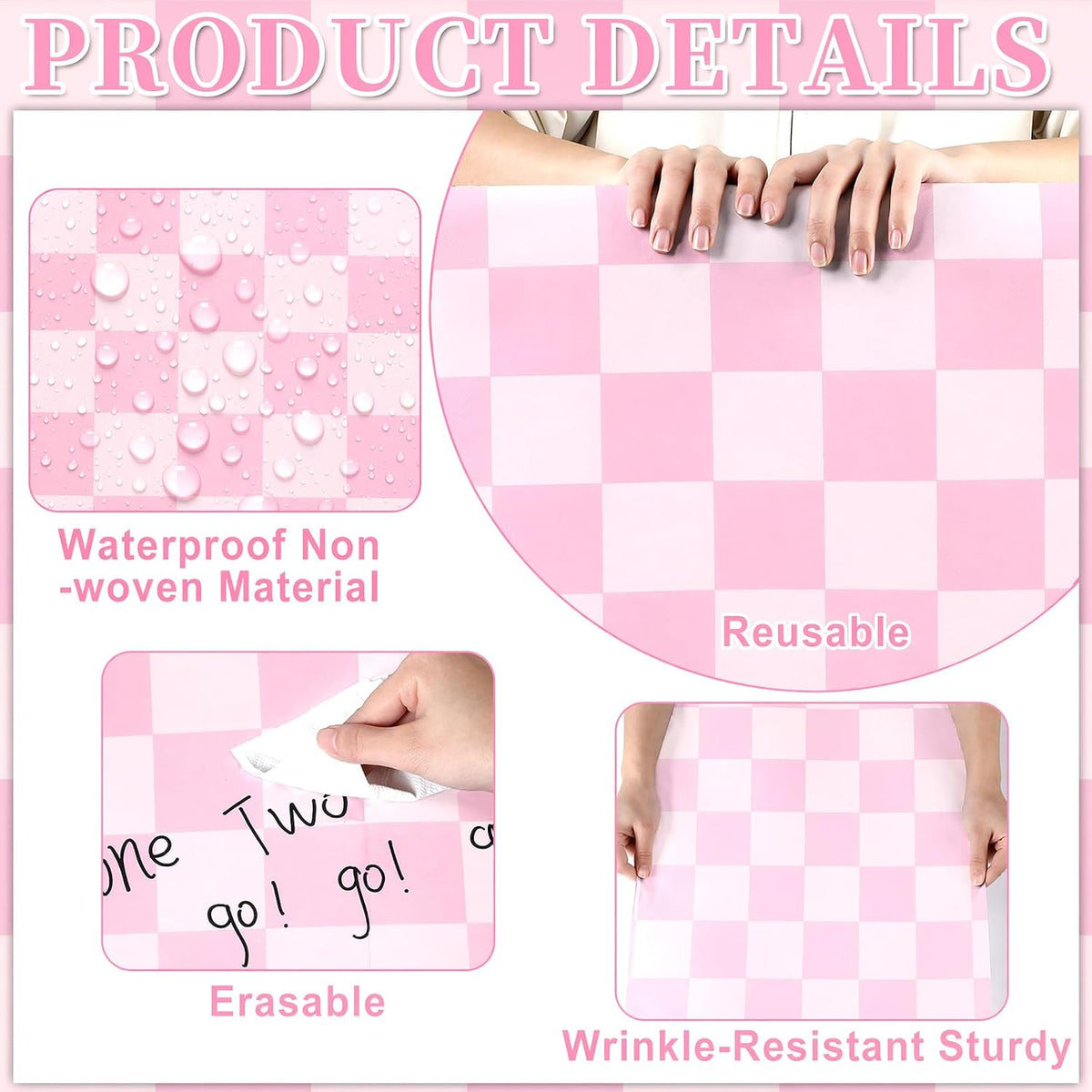 Pink Checked Bulletin Board Roll for Classroom, 15.7" x 20ft