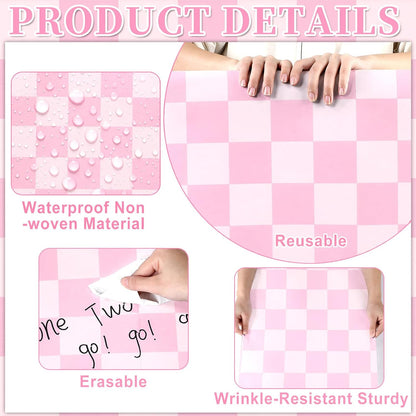 Pink Checked Bulletin Board Roll for Classroom, 15.7" x 20ft