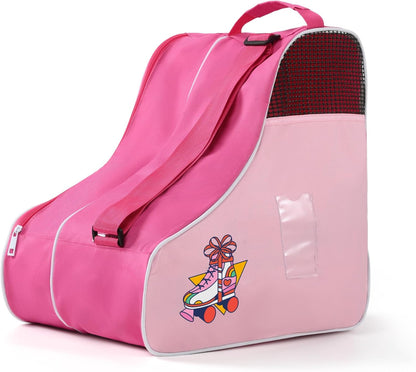 Roller Skate Bag, Ice Skate Bag for Women with Adjustable Shoulder Strap, Shoe Bag for Ice Skating/Inline Skates, for Both Kids and Adults