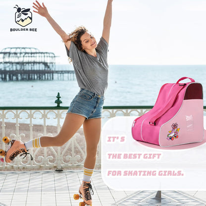 Roller Skate Bag, Ice Skate Bag for Women with Adjustable Shoulder Strap, Shoe Bag for Ice Skating/Inline Skates, for Both Kids and Adults