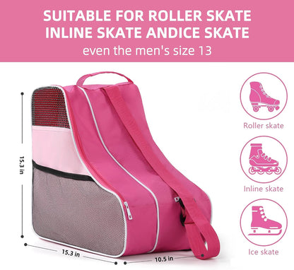 Roller Skate Bag, Ice Skate Bag for Women with Adjustable Shoulder Strap, Shoe Bag for Ice Skating/Inline Skates, for Both Kids and Adults