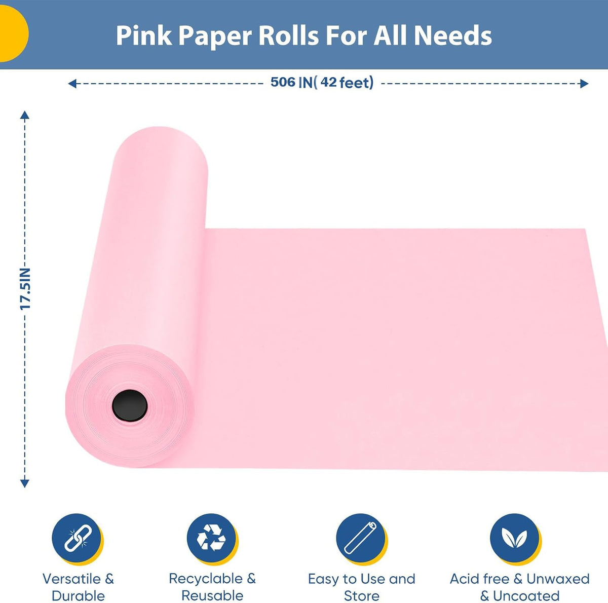 Pink Wrapping Paper, Construction Bulletin Board Kraft Paper 17.5"x506"