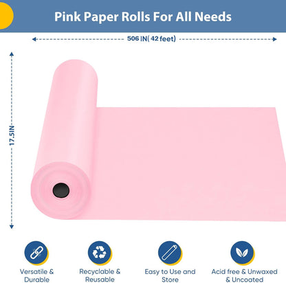 Pink Wrapping Paper, Construction Bulletin Board Kraft Paper 17.5"x506"