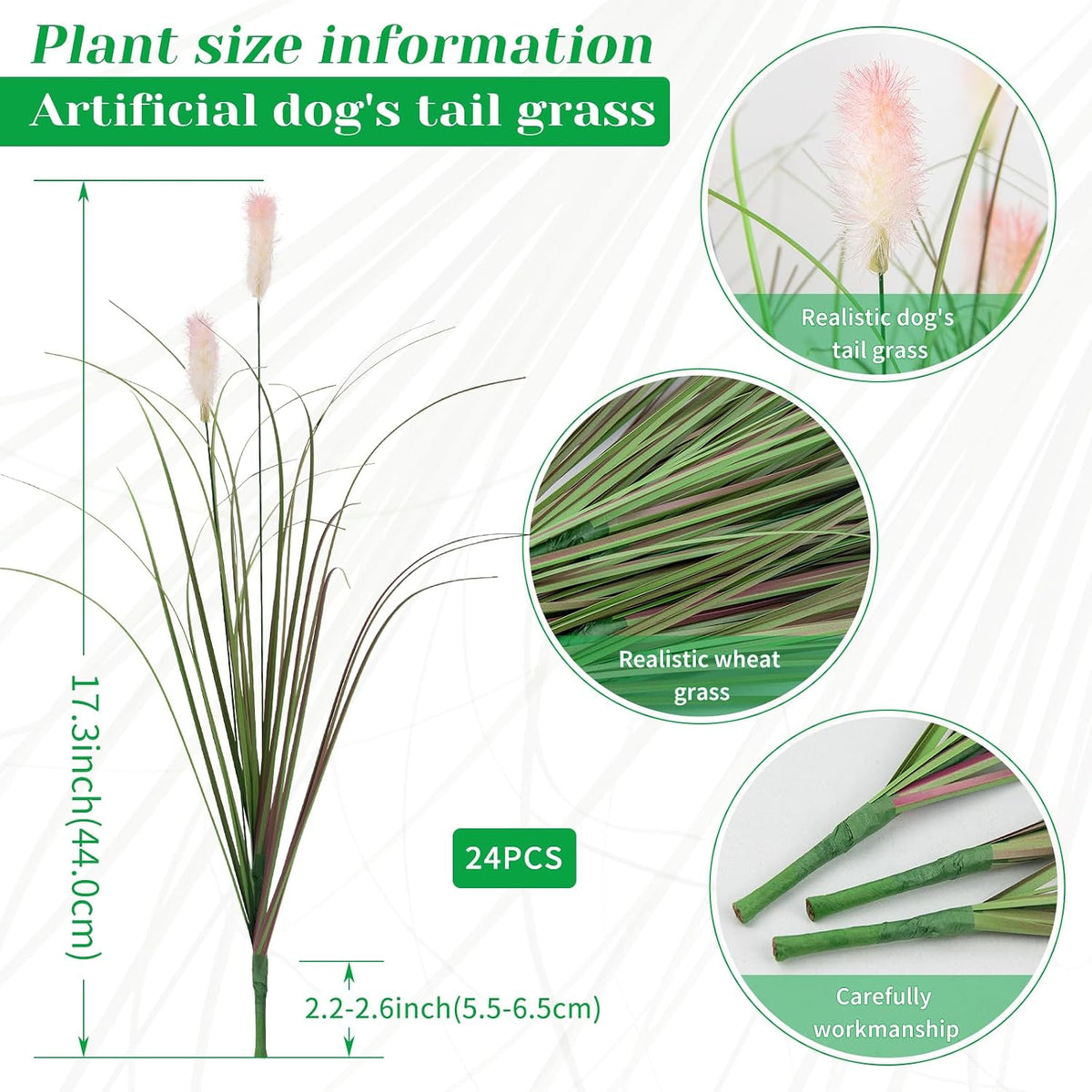 Artificial Grasses Plants Oudoor 24 Bunches Onion Grass Greenery with Plush Faux Fake Shrubs Plant Onion Wheat Grass for Outside Garden Indoor House Home Office Décor (Light Purple & Pink Plush）
