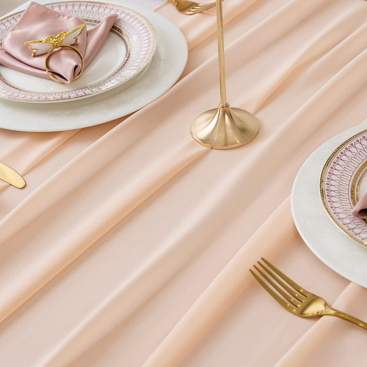 12Pack 10ft Chiffon Table Runner 29x120 Inch Sheer Romantic Table Runner for Wedding Birthday Party Bridal Shower Outdoor Decoration-Peach