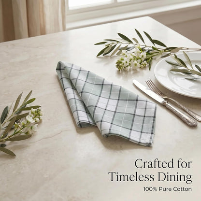 Urban Villa Cloth Napkins 100% Cotton Highly Absorbent Washable Reusable Premium Dinner Napkins Ideal for Gifts for Mothers Day Hotel Farmhouse Parties - Majestic Checks (20" x 20", Set of 12)
