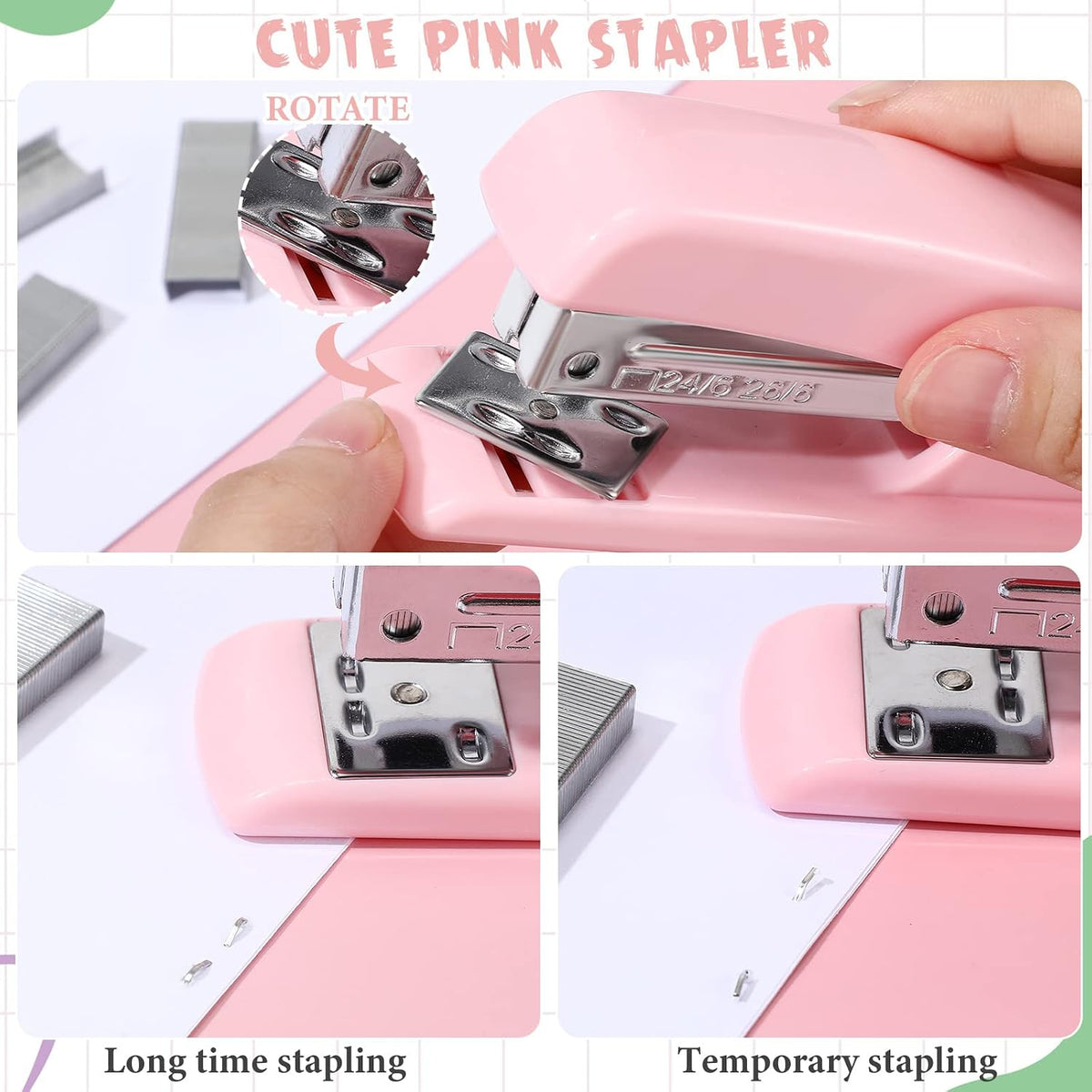 12 Pcs Pink Desk Accessory Kit Include Stapler with Staples Tape Dispenser Staple Remover Sticky with Box Paper Clips Pen Kit Scissors Box Cutter Calculator Office Desk Supplies Christmas Gift