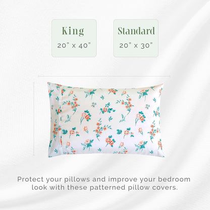 Ultra Soft Set of 2 Floral Print Pillowcases - 1500 Premium Hotel Quality Microfiber, Soft and Smooth Envelope Closure 2-Piece Pillow Covers - Standard/Queen, Pink Celia