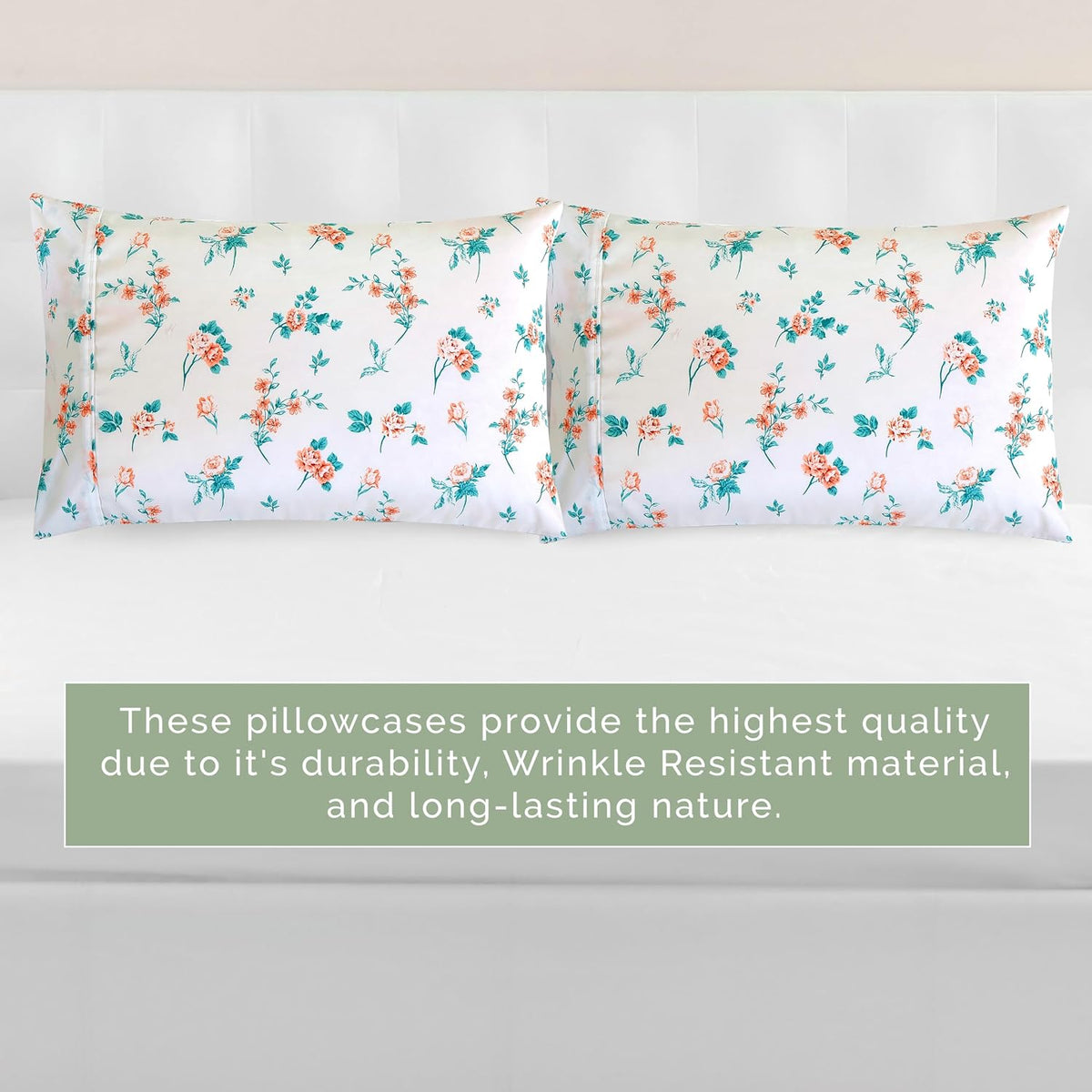 Ultra Soft Set of 2 Floral Print Pillowcases - 1500 Premium Hotel Quality Microfiber, Soft and Smooth Envelope Closure 2-Piece Pillow Covers - Standard/Queen, Pink Celia