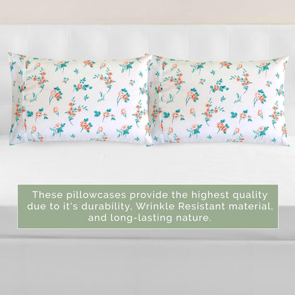 Ultra Soft Set of 2 Floral Print Pillowcases - 1500 Premium Hotel Quality Microfiber, Soft and Smooth Envelope Closure 2-Piece Pillow Covers - Standard/Queen, Pink Celia