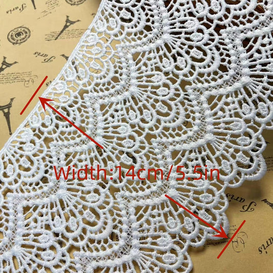 14CM Width Europe Long Pattern Inelastic Embroidery Lace Trim,Curtain Tablecloth Slipcover Bridal DIY Clothing/Accessories.(4 Yards in one Package)(Peach)