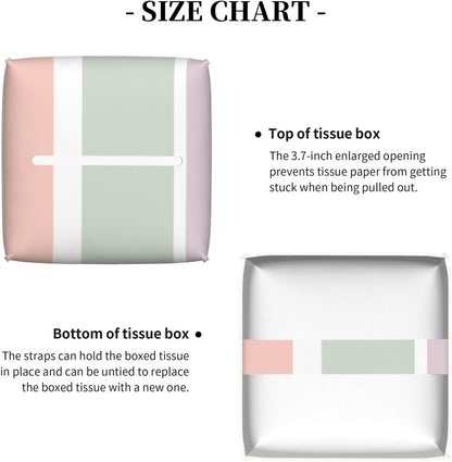 Pretty Pastel Pattern Pink Green Violet Stripes Luxury Leather Tissue Box with Elegant Tissue Lid and Sophisticated Office Decoration