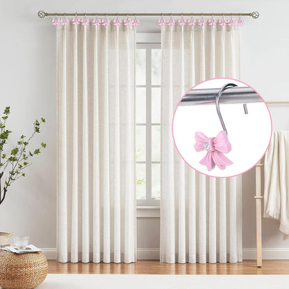 12 Pcs Pink Bow Decor Shower Curtain Hooks, Pink Bathroom Decor Bow Shower Curtain Hooks Rust Proof, Resin Cute Shower Curtain Hook Bathroom Accessories for Bathroom Art Decors