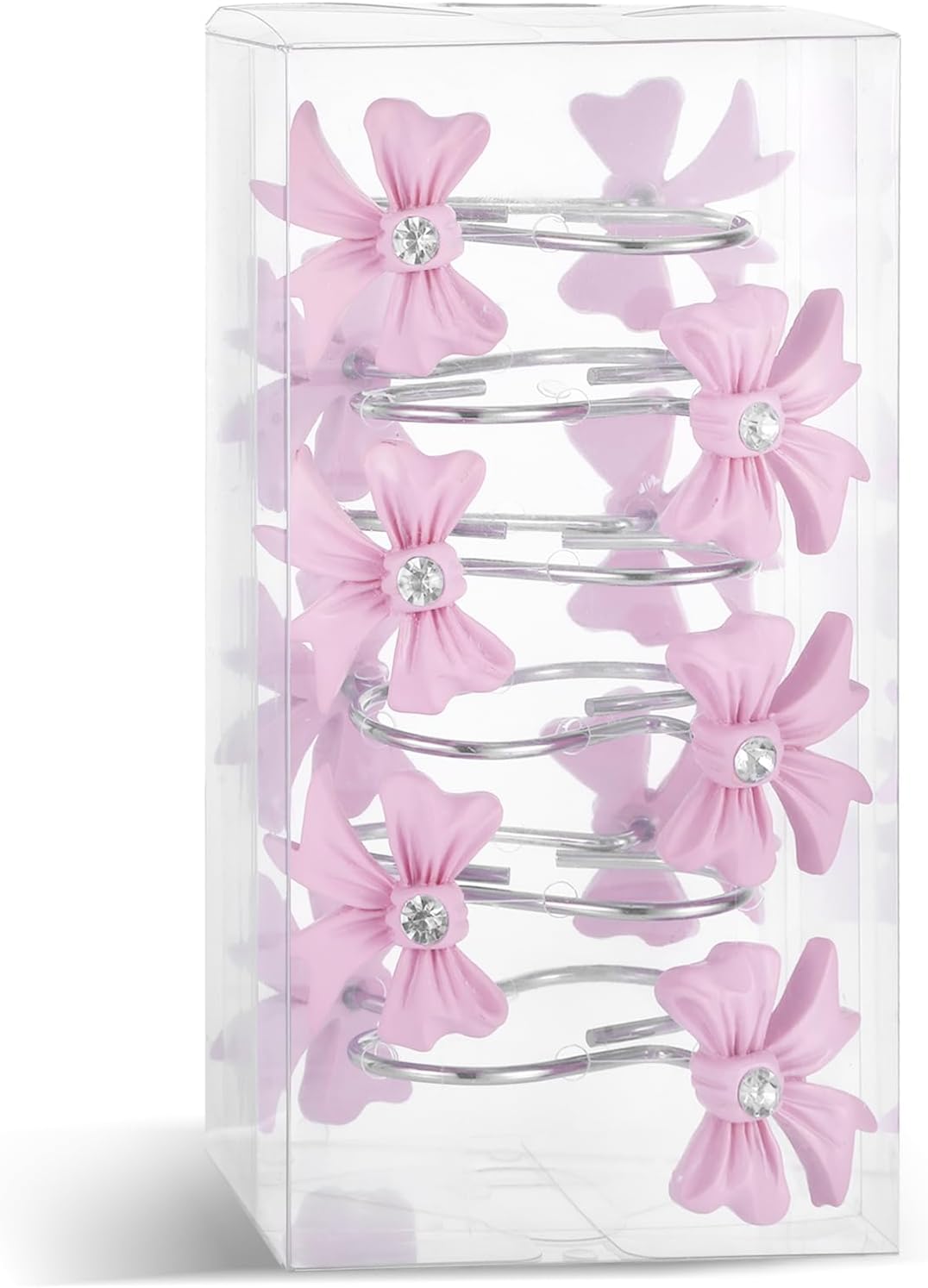 12 Pcs Pink Bow Decor Shower Curtain Hooks, Pink Bathroom Decor Bow Shower Curtain Hooks Rust Proof, Resin Cute Shower Curtain Hook Bathroom Accessories for Bathroom Art Decors