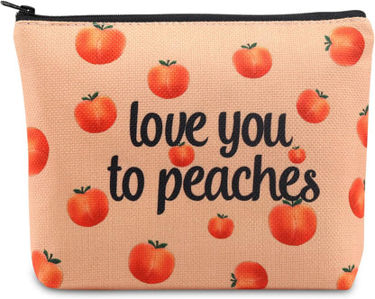 VAMSII Peach Makeup Bag Love You To Peaches Funny Peach Gift Bags Themed Gifts Fruit Pun Gifts Lover (love you to peaches)