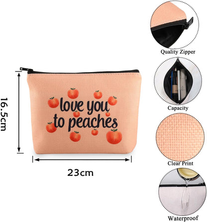 VAMSII Peach Makeup Bag Love You To Peaches Funny Peach Gift Bags Themed Gifts Fruit Pun Gifts Lover (love you to peaches)