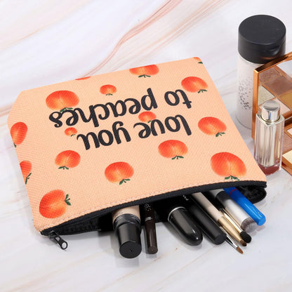 VAMSII Peach Makeup Bag Love You To Peaches Funny Peach Gift Bags Themed Gifts Fruit Pun Gifts Lover (love you to peaches)