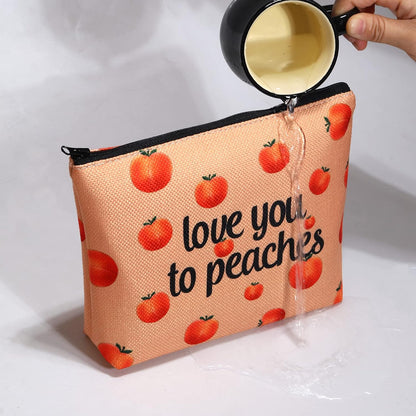 VAMSII Peach Makeup Bag Love You To Peaches Funny Peach Gift Bags Themed Gifts Fruit Pun Gifts Lover (love you to peaches)