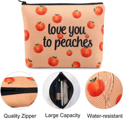 VAMSII Peach Makeup Bag Love You To Peaches Funny Peach Gift Bags Themed Gifts Fruit Pun Gifts Lover (love you to peaches)