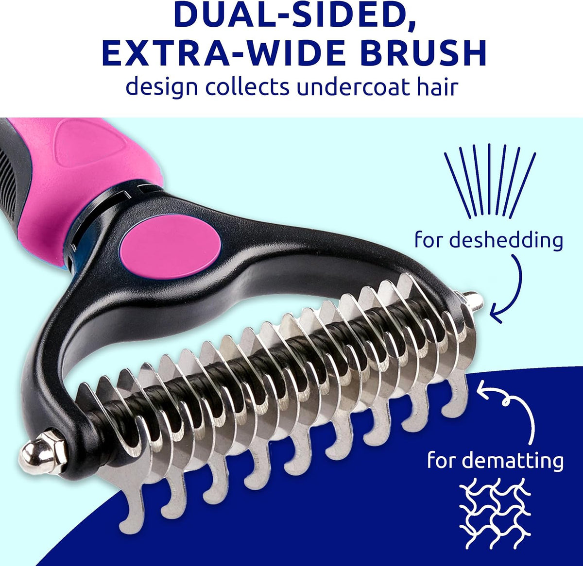 Deshedding Brush & Metal Comb Grooming Combo for Cats & Dogs