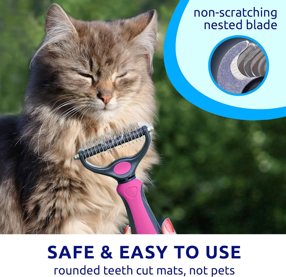 Deshedding Brush & Metal Comb Grooming Combo for Cats & Dogs
