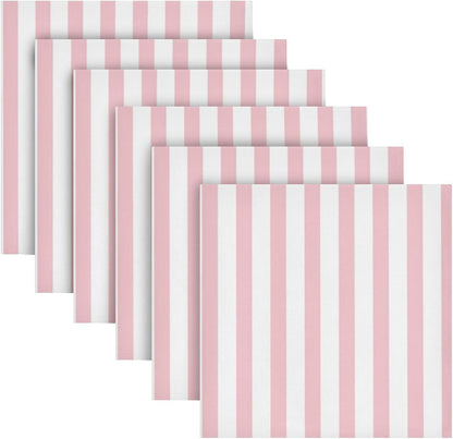 Pink Stripes Cloth Napkins Set of 6, Reusable Washable Oversized Table Napkins for Family Wedding Dinner Party Home Decor, 20 Inch