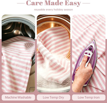 Pink Striped Tablecloth for 6 Foot Rectangle Tables 55 x 90 inch