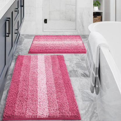 Chenille Bathroom Rug Set 2 Piece - Non Slip Bath Mat 16x24, 20x32