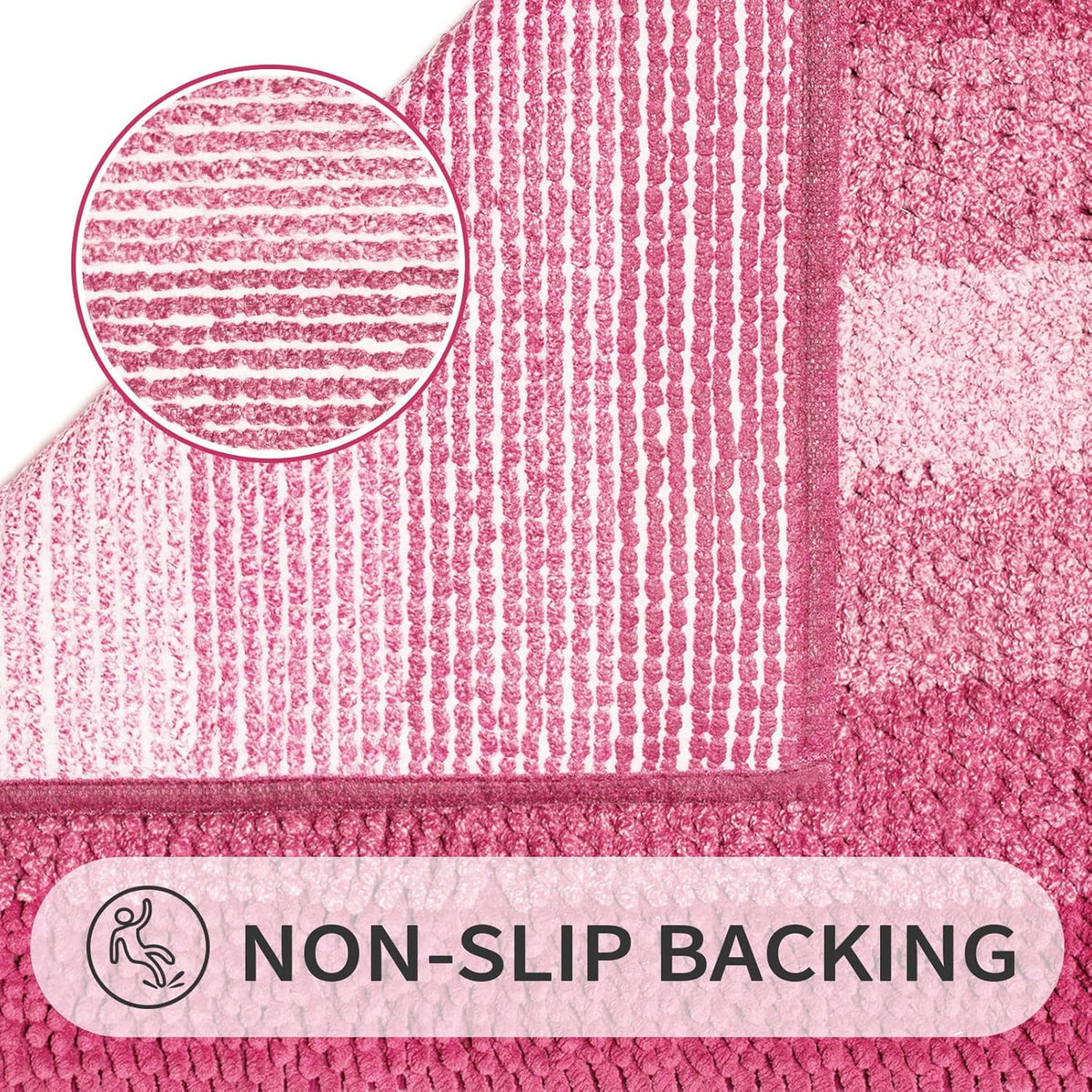 Chenille Bathroom Rug Set 2 Piece - Non Slip Bath Mat 16x24, 20x32