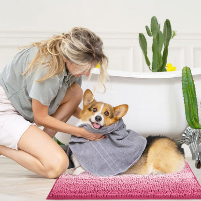 Chenille Bathroom Rug Set 2 Piece - Non Slip Bath Mat 16x24, 20x32