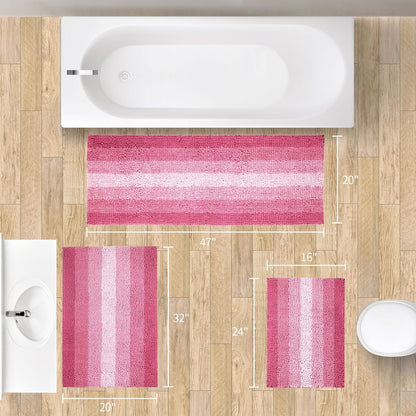 Chenille Bathroom Rug Set 2 Piece - Non Slip Bath Mat 16x24, 20x32