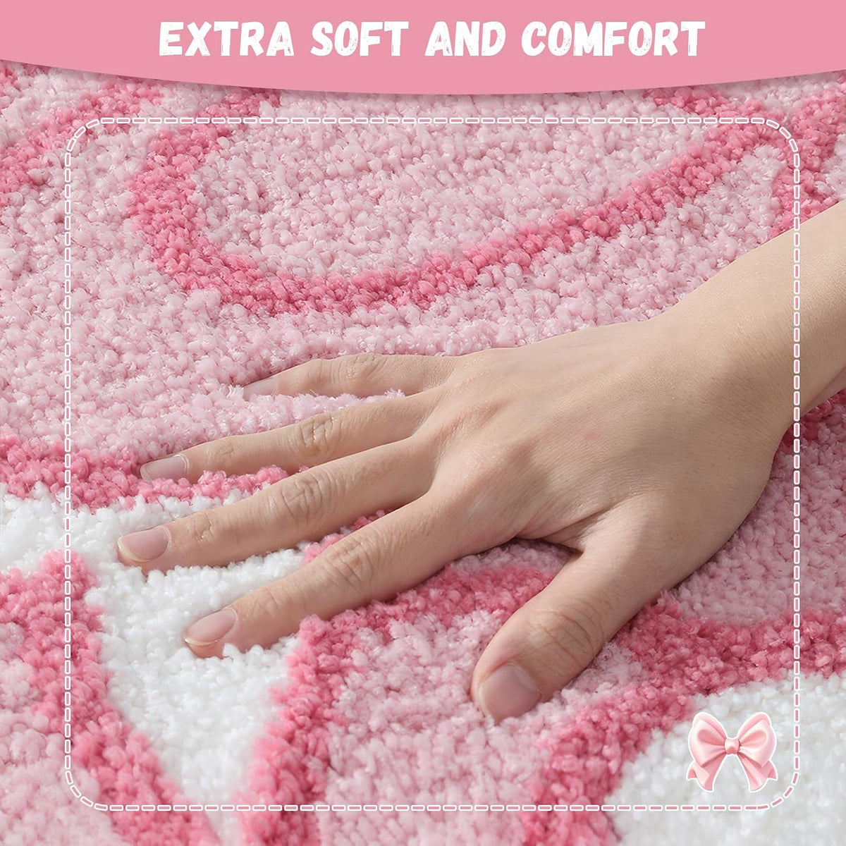 Pink Bowknot Bathroom Rugs, Ultra Soft and Non-Slip Bow Bath Mat, Absorbent Microfiber Pink Bow Rug, Machine Washable Bath Mats for Bathroom Bedroom Kitchen 20 x 31 Inch (Pink A)