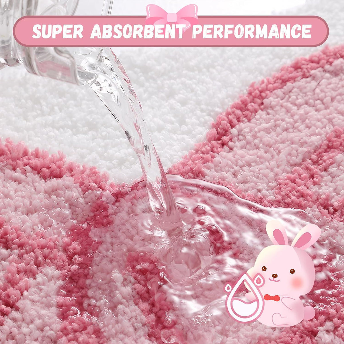Pink Bowknot Bathroom Rugs, Ultra Soft and Non-Slip Bow Bath Mat, Absorbent Microfiber Pink Bow Rug, Machine Washable Bath Mats for Bathroom Bedroom Kitchen 20 x 31 Inch (Pink A)