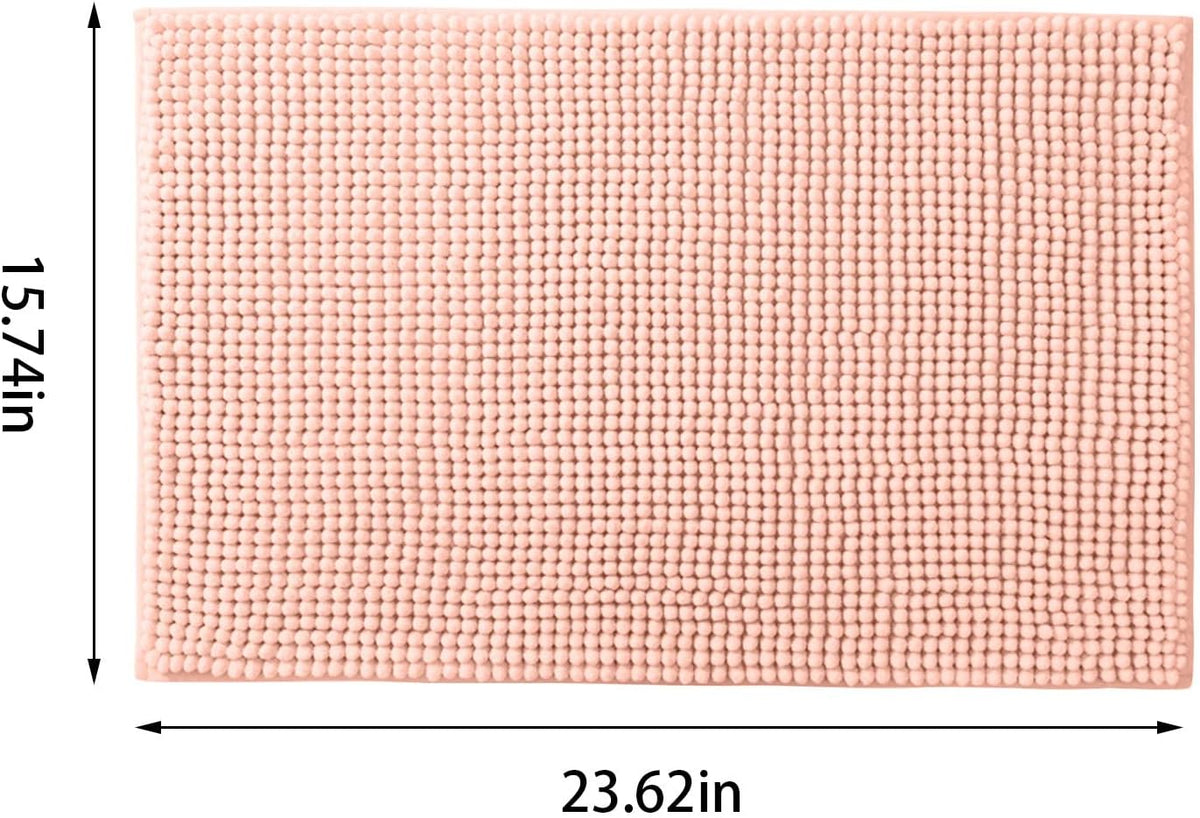 Bathroom Rug Mat,Luxury Chenille Super Soft Absorbent Rug,16"x24" Non-Slip Quick Dry Microfiber Mats,Machine Washable Rubber Backing Bath Mat,Bath Rug Mats for Floor,Tub and Rain Showers (Coral)