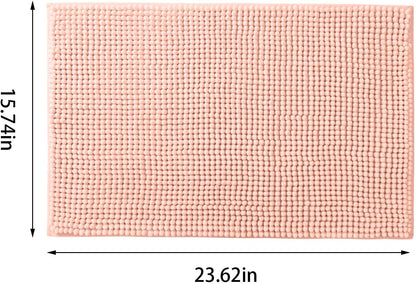 Bathroom Rug Mat,Luxury Chenille Super Soft Absorbent Rug,16"x24" Non-Slip Quick Dry Microfiber Mats,Machine Washable Rubber Backing Bath Mat,Bath Rug Mats for Floor,Tub and Rain Showers (Coral)