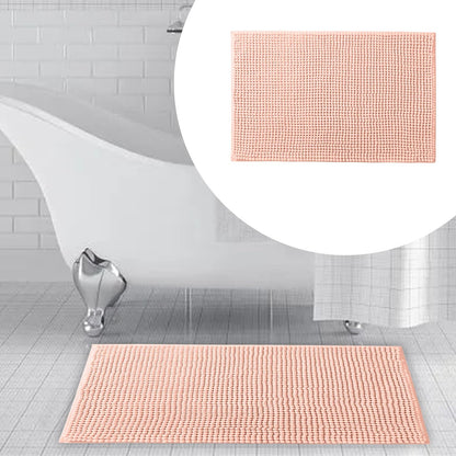 Bathroom Rug Mat,Luxury Chenille Super Soft Absorbent Rug,16"x24" Non-Slip Quick Dry Microfiber Mats,Machine Washable Rubber Backing Bath Mat,Bath Rug Mats for Floor,Tub and Rain Showers (Coral)