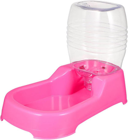 Pink Plastic Dog Water Feeder Bowl 500ml Puppy Drinking Dispenser