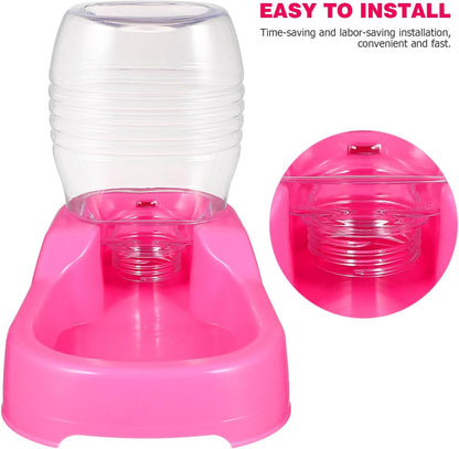 Pink Plastic Dog Water Feeder Bowl 500ml Puppy Drinking Dispenser