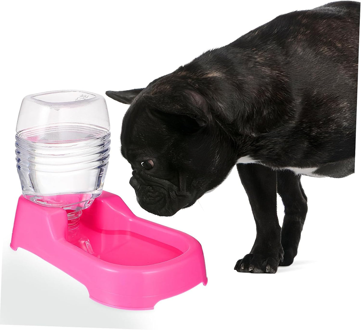 Pink Plastic Dog Water Feeder Bowl 500ml Puppy Drinking Dispenser