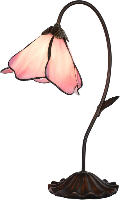 L10810 1-Light Pink Flower Tiffany Style Stained Glass Table Lamp