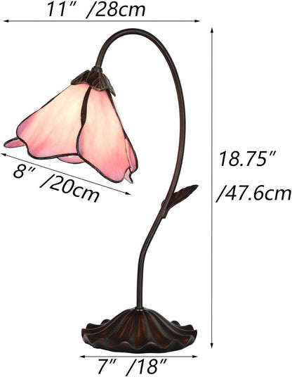 L10810 1-Light Pink Flower Tiffany Style Stained Glass Table Lamp